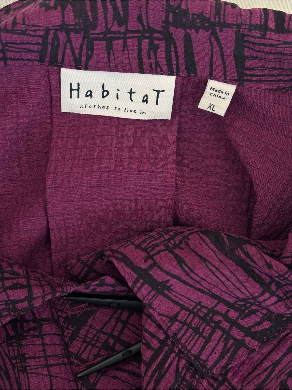 Habitat Purple & Black Toggle Button Front Shirt XL - Picture 4 of 6